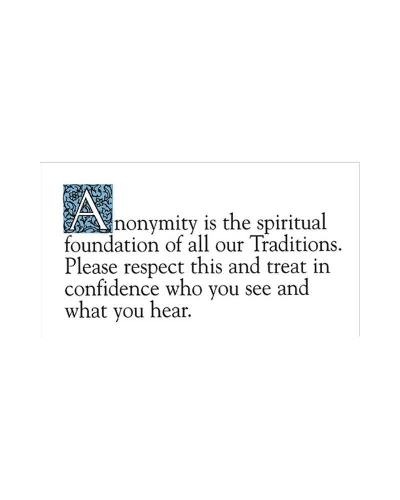 Anonymity Display Card