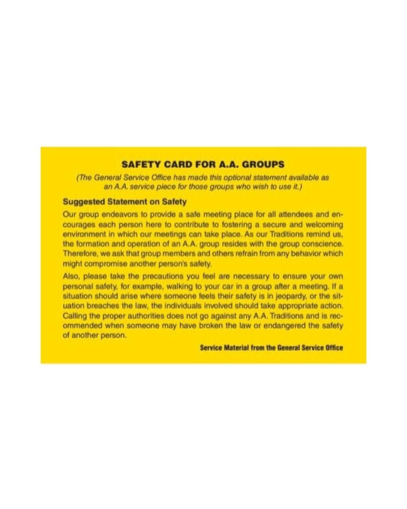 Safety Card for A.A. Groups