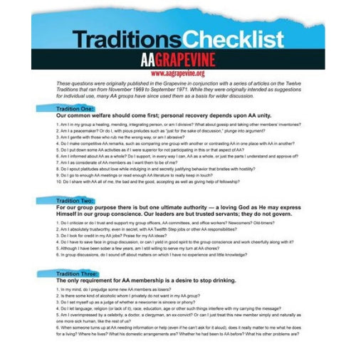 TRADITIONS CHECKLIST
