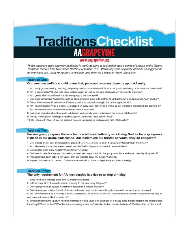 Traditions Checklist