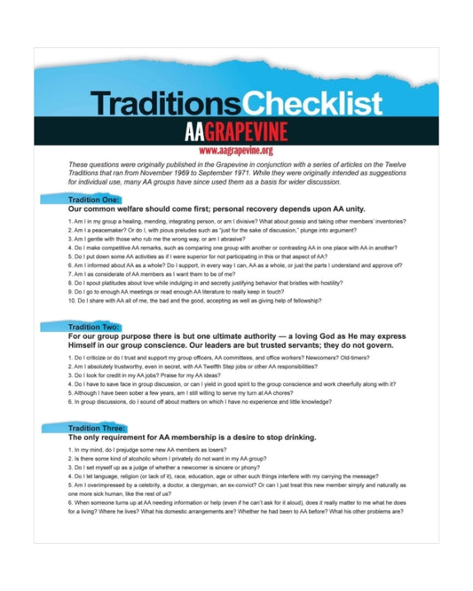 Traditions Checklist